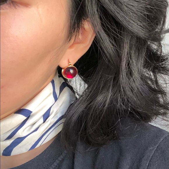 round ruby earrings - Picture 3 of 5